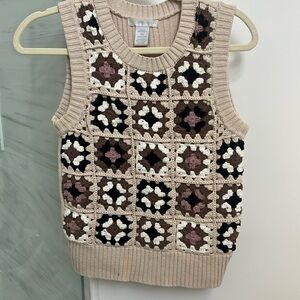 Design History Crochet Sweater Vest Top